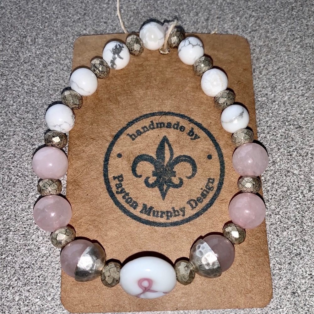 3 for $45 - "Strength" pink ribbon bracelet